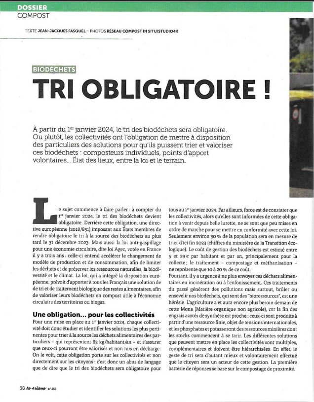 4 Saisons (Nov./Déc. 2023) : Article réglementation