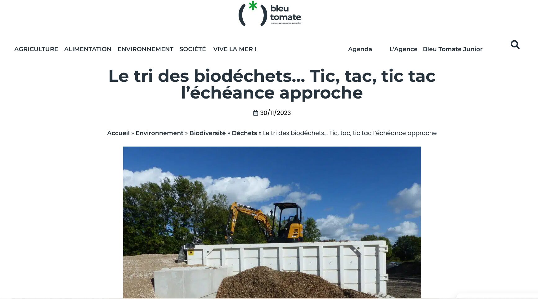 Bleu Tomate (30/11/2023) : article Agrocibio et RCIS
