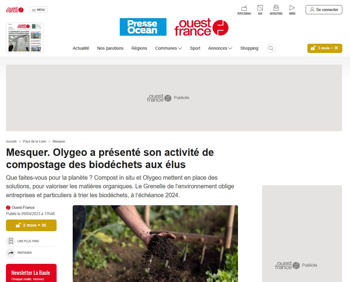 Ouest France (09/04/23) : Olygeo à Mesquer
