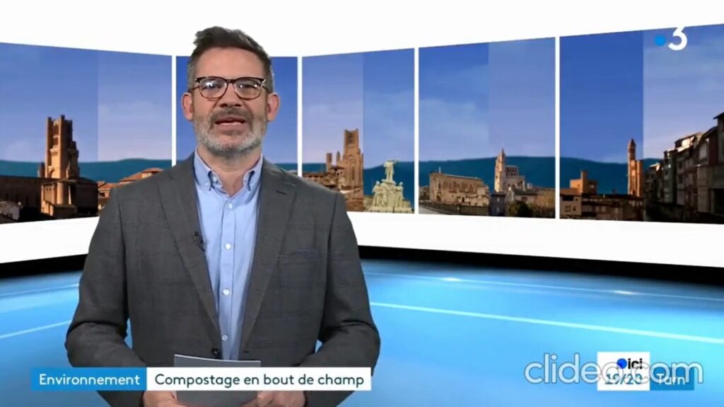 France 3 Occitanie (14/12/2023) : reportage plateforme compostage Les mains sur terre